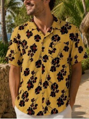 Hurley Men's Short Sleeve Woven Patio Camp Hawaiian Shirt Size XXL Stretch